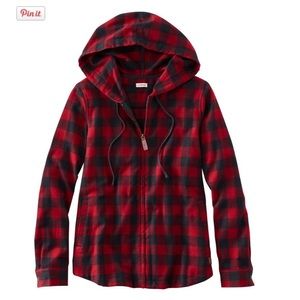 Ll bean hooded Buffalo plaid flannel shirt
